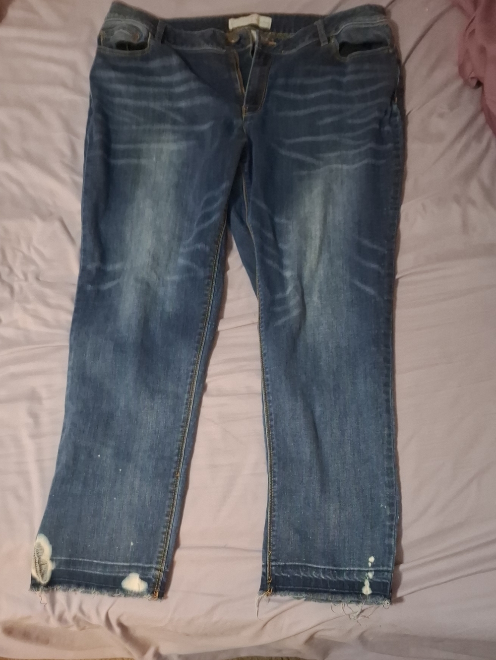 Ankle-Length Washed Blue Women's Jeans